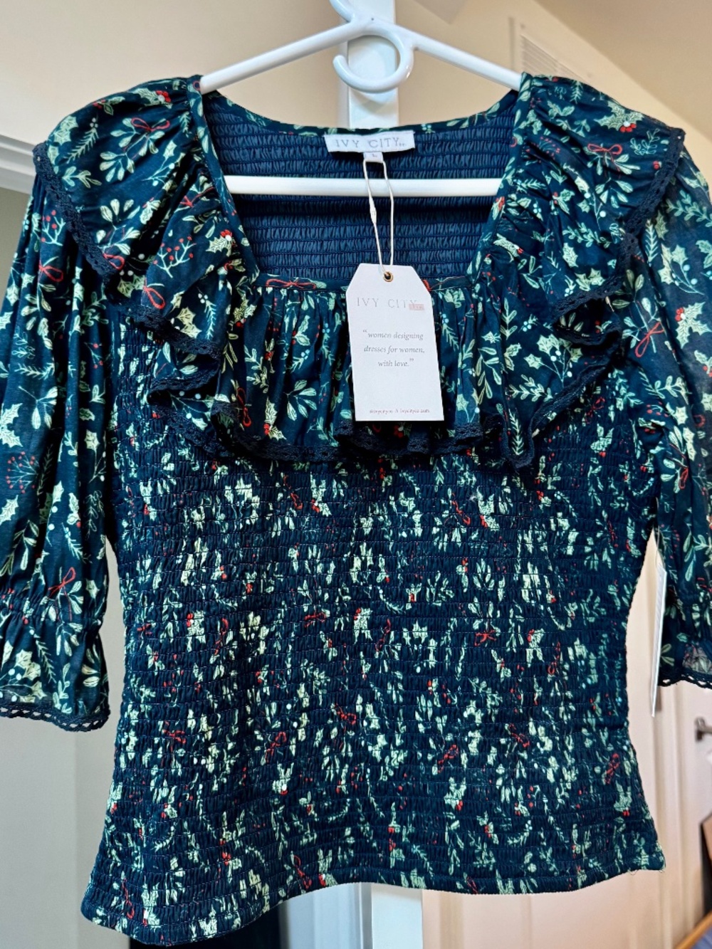Ivy City Co. Christmas Holiday Smocked Top